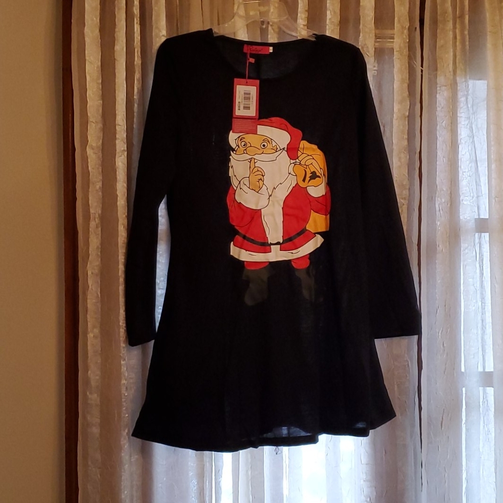 ๐ New Black Christmas Santa Dress size L - Picture 1 of 3